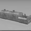 Vintage Metallic Train Carriage 3D Rendered With Small Windows Top Vents And Weathered Surface