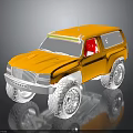 Orange Off Road Vehicle Model With Large Tires Silver Bumper And Red Interior