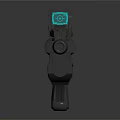 Futuristic Sci Fi Weapon With Laser Sight And Blue Accents Black Design