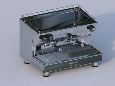 Chromagene Modern Kitchen Appliance Stainless Steel Espresso Machine With Double Spouts 3d model