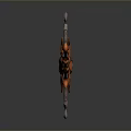Artistic Flame Themed Bow Weapon With Orange Decorative Design And Curved Metal Parts
