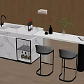 Bar Table and Chair Combination Bar Chair Island Table 3d model