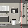 Modern Bathroom Interior Design With Glass Shower Vanity Toilet And Mirror