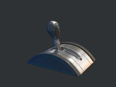 Car Gear Shift Lever With Metallic Silver Finish And Curved Base For Automotive Interior 3d model