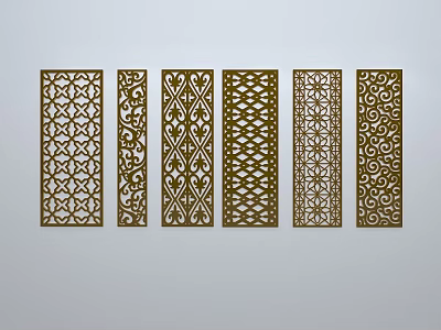 Chinese-style window grilles silhouette pane window sill border openwork window 3d model