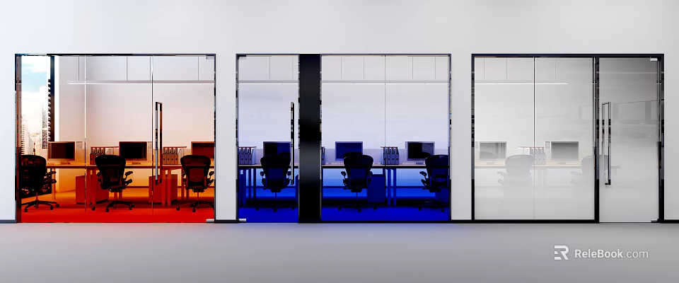 Modern Office Glass Partition Design For Open Workspace Division And Transparency 3d model