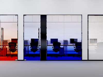 Modern Office Glass Partition Design For Open Workspace Division And Transparency 3d model