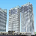 Modern High Rise Residential Building With Metal Grille Facade And Glass Windows