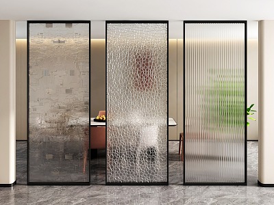 glass partition screen partition frosted glass partition changhong glass partition 3d model