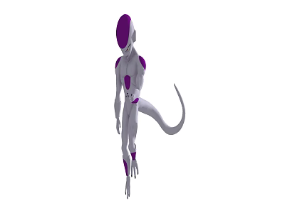 Mysterious Game Movie Character with Purple White Body Long Tail and Slender Limbs 3d model