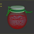 Transparent Round Spherical Glass Jar With Blue Liquid Silver Lid And Purple Ribbon