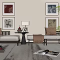 New Chinese-style chaise longue 3d model