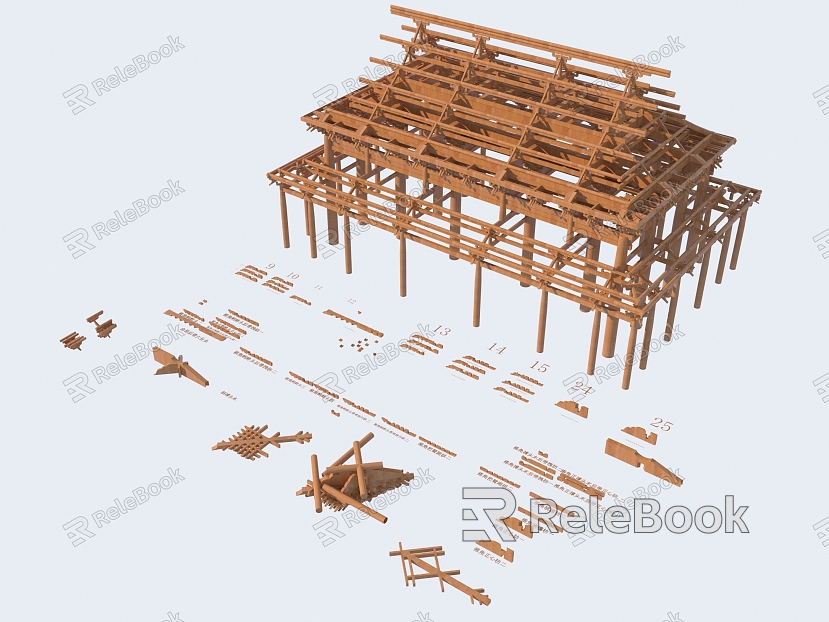 Chinese ancient building components bucket arch mortise and tenon structure bucket arch composite building structure model