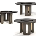Elegant Modern Round Dining Tables With Marble Tabletop Wooden Legs And Geometric Cutout Design