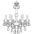 Elegant Crystal Chandelier With Candle Style Bulbs Hanging On Dark Green Wall