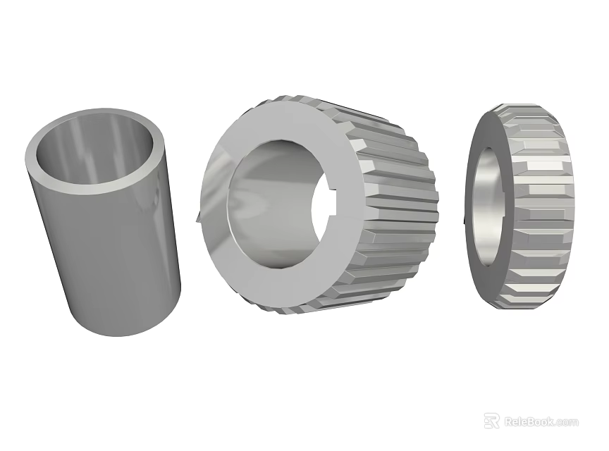 Hardware Tools Metal Sleeves And Gear Rings With Cylindrical Design And Toothed Edges 3d model 