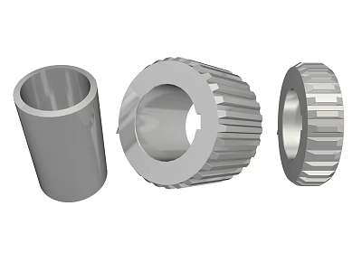Hardware Tools Metal Sleeves And Gear Rings With Cylindrical Design And Toothed Edges 3d model