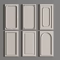 White Cabinet Doors With Various Decorative Trim And Arched Rectangular Shapes 3d model