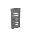 Modern Gray Swing Door With Wooden Texture And Glass Strips Design
