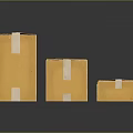 Yellow Cardboard Boxes Of Various Sizes Secured With White Packing Tape