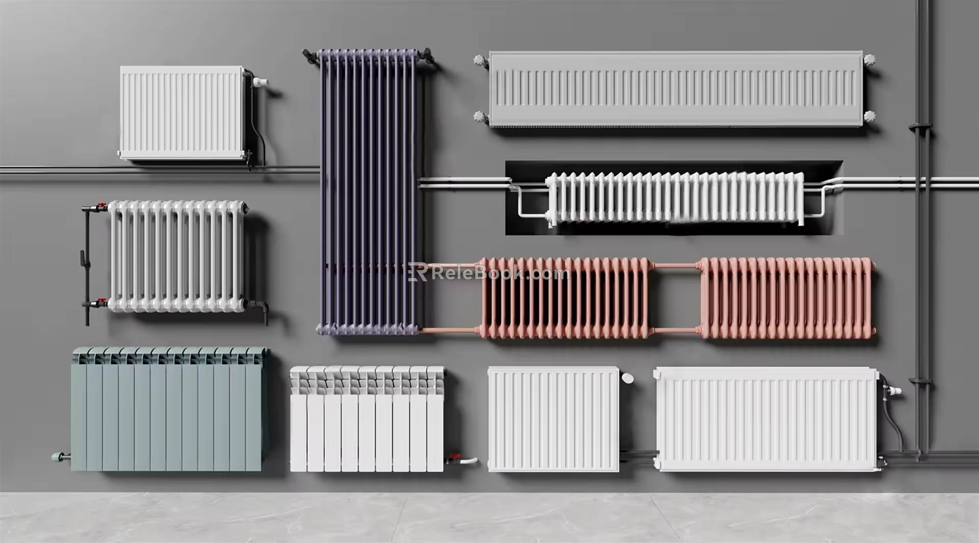 Modern heating pipe radiator combination 3d model