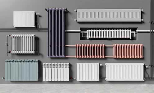 Modern heating pipe radiator combination 3d model