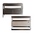 Modern Bedside Tables With Leather Drawers And Metal Frame In Gray Tones