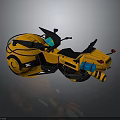 Futuristic Yellow Motorcycle With Black Accents And Modern Sleek Design