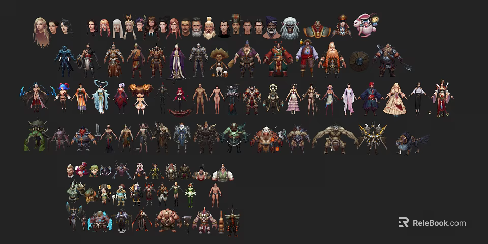 Diverse Characters and Creatures Collection With Various Fantasy Design Models and Styles 3d model 