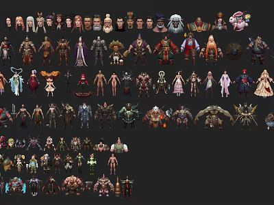 Diverse Characters and Creatures Collection With Various Fantasy Design Models and Styles 3d model