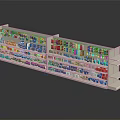 Multiple Tier Display Shelves in Retail Store Stocked With Colorful Merchandise
