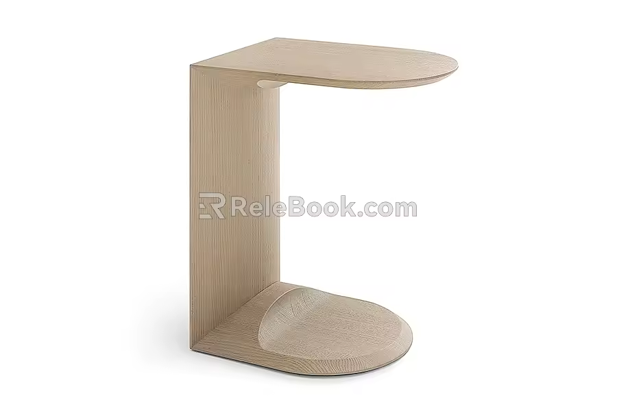 Solid wood side table 3d model