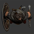 Bearded Fantasy Dwarf Warrior Character For Game And Movie With Armor Shield Sword
