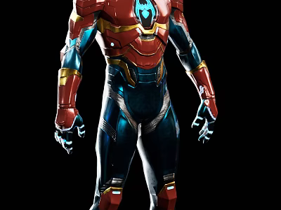 High Tech Armored Character With Red Blue And Gold Advanced Armor And Chest Emblem 3d model