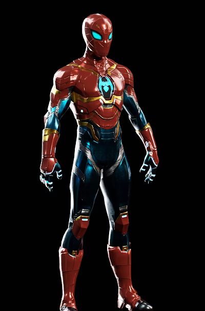 High Tech Armored Character With Red Blue And Gold Advanced Armor And Chest Emblem 3d model