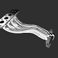 Automotive Exhaust Manifold with Curved Metal Pipes and Engine Mounting Holes