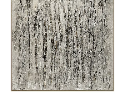 Modern Abstract Painting With Vertical Lines And Gray Black White Textured Tones 3d model