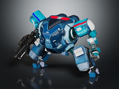 Modern robot police mecha machine combat police machine warrior model