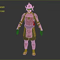 Game Movie Character Samurai Warrior With Horned Helmet And Red Gray Armor