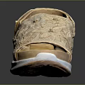 Beige Sandals With Floral Embroidery Ankle Strap And White Sole For Comfortable Casual Wear