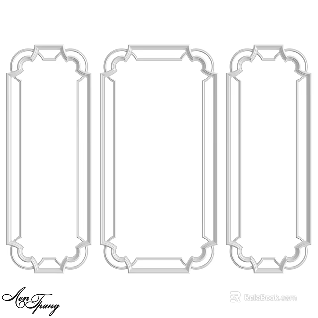 Three Decorative Rectangular Components With Intricate Border Designs For Architecture 3d model 