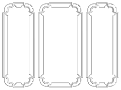 Three Decorative Rectangular Components With Intricate Border Designs For Architecture 3d model
