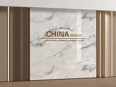 Modern Luxury Background Wall Design With Marble Texture And Gold Trim 3d model
