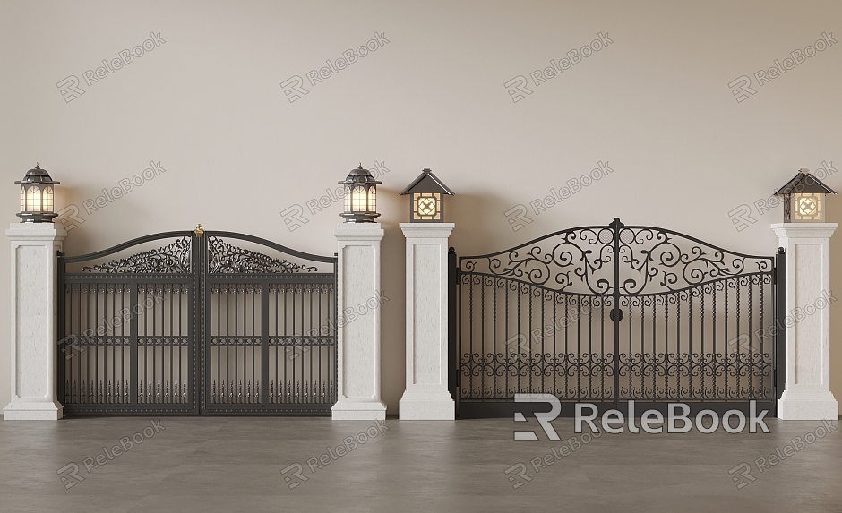 Wrought Iron Courtyard Door Column Head Lamp model