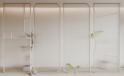 Cream wind glass partition 3d model