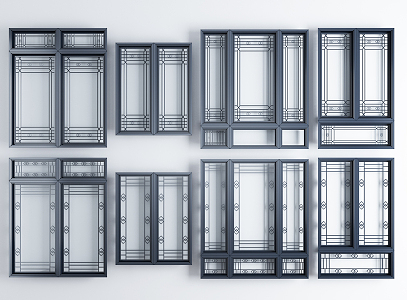 New Chinese style window frame combination 3d model