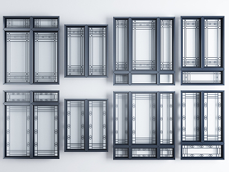 New Chinese style window frame combination 3d model