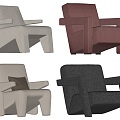 Modern Middle Style Single Sofa 3d model