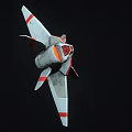 Sleek Modern Aircraft With Red And White Striped Wings And Orange Cockpit Design