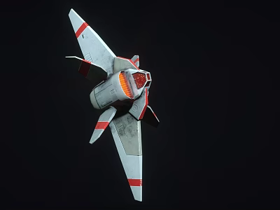Sleek Modern Aircraft With Red And White Striped Wings And Orange Cockpit Design 3d model